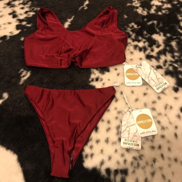 SOLD!!!!!   Deep Red Two Piece Swim - Picture 2 of 3